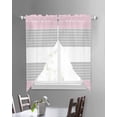 thumbnail image 3 of Pink Striped Swag Valances for Windows, Multicolor Grey White Horizontal Stripes Rod Pocket Sheer Valances for Large Windows, Swag Toppers Light Filtering for Kitchen Living Room 2 Panels 36''x63'', 3 of 6
