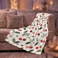 thumbnail image 6 of Cherries Olive Stems White Botanical, Cozy Friendship Quote Scene, Warm Flannel Blanket for Living Room and Reading Nook, Art Lovers Thanksgiving Gift, Artistic Home Decor, 6 of 9
