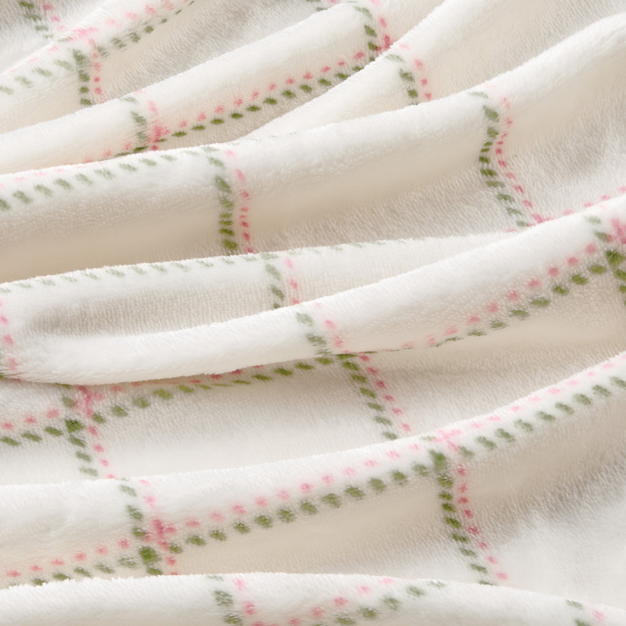Mainstays Velvet Plush Bed Blanket, Ivory Check, Full/Queen Size