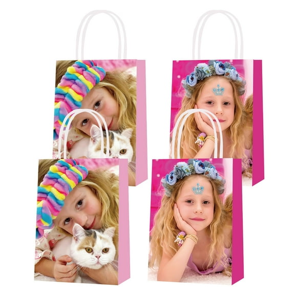 16 Pcs For Like Nastya Theme Party Bags,Candy Gift Bags,With Handles Favor Bags Party Favor Bags for Birthday Party,Birthday Party Decorations