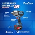 thumbnail image 2 of Llave De Impacto Industrial 3/4' DC + Kit 3 Baterías 6.0 Ah, 2 of 9