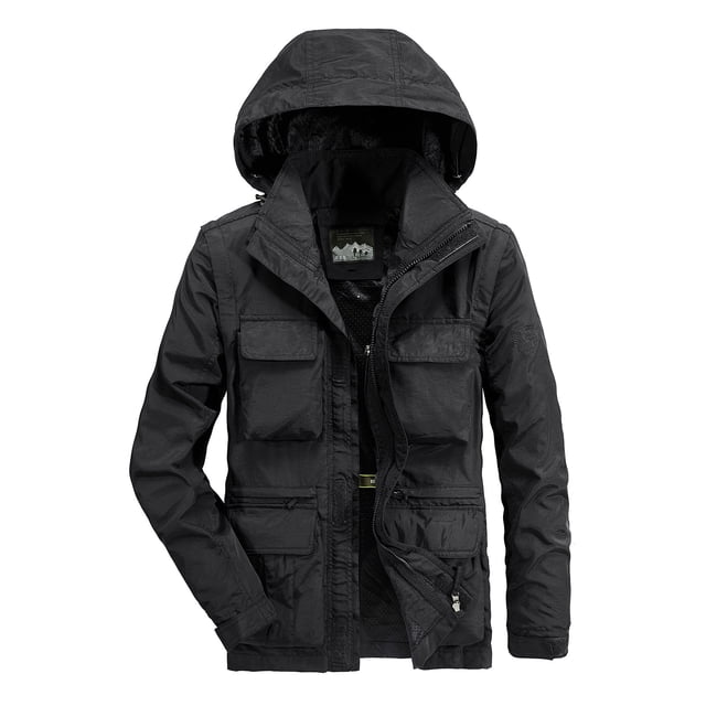 LOVZFMLL Jackets for Men's Solid Color Baseball Suit Functional Multi Pocket Coat Three Coat Work Jacket