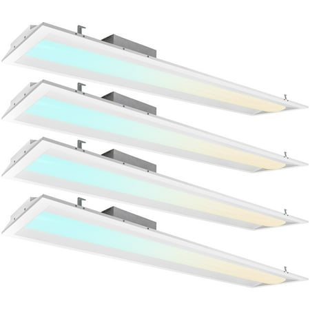 

Luxrite 1x4 FT LED Troffer Panel Light 16/20/30W 3 Color Selectable Dimmable 2000/2500/3750 Lumens Damp Rated 4-Pack