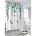 thumbnail image 3 of Fsddascl Eucalyptus Leaves Shower Curtain Set - 54" x 78" Washable Bathtub Curtain with 12 Hooks, Watercolor Botanical Floral Butterfly Waterproof Fabric Stall Shower Curtains for Bathroom/Bathtub, 3 of 6