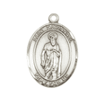 thumbnail image 2 of .925 Sterling Silver Saint St Nathanael Medal Pendant on 24 Inch Endless Rhodium Plated Heavy Curb Brass Chain, Catholic Religious Necklace -Made in USA- Deluxe Velvet Gift Box, 2 of 6