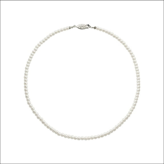 #9585-16 - 4mm Simulated White Pearl Necklace - 16"