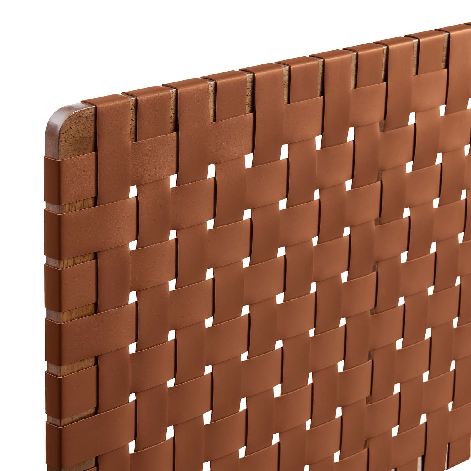 Sparta Weave Vegan Leather Full Headboard in Walnut Brown