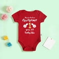 thumbnail image 2 of Bainana Soft Baby Bodysuit For Boys Girls Letter Print Short Sleeve Crew Neck Romper Toddler Kids First Birthday Dailywear Outfit Red Size 18-24 Months, 2 of 3