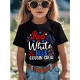 thumbnail image 1 of Camiseta divertida con gráfico patriótico del 4 de julio para niños, color rojo, blanco y azul, estilo Cousin Crew, para niños, ropa de calle, moda urbana, 1 of 4