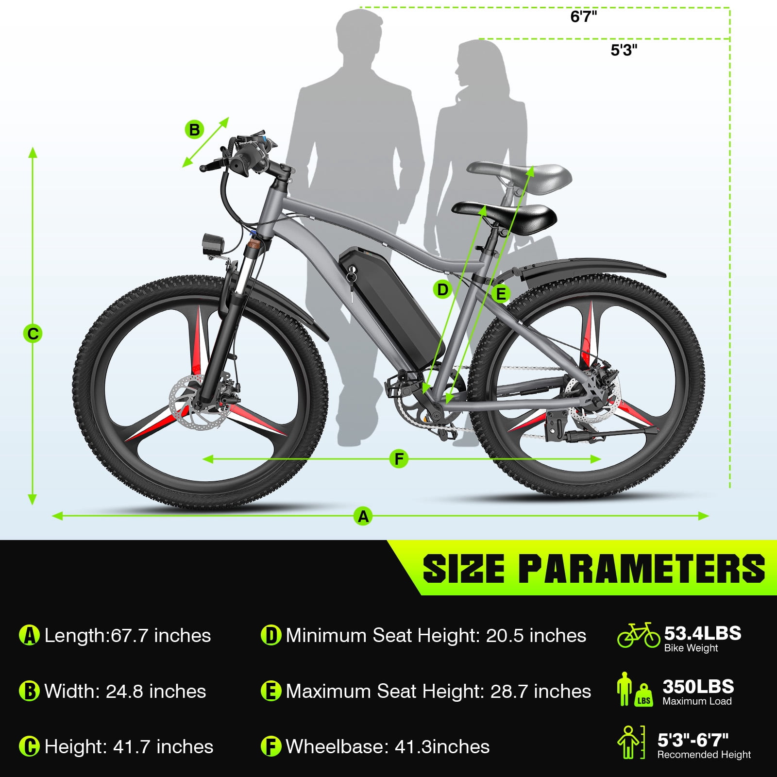 Electric Bike for Adults, 26" Commuter Ebikes with 7-Speed Gears, 25MPH, 720W Peak Motor, Removable Battery, 50 Miles Range, Electric Mountain Bicycle for All Terrain UL2849