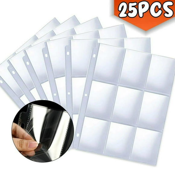 EIGTHTAIL 25 Pack 9 Pocket Pokemon Cards Page Protector Trading Card Sleeves Pages for 3 Ring Binder Standard Size Card Sheets Fit for Sports Cards Coupon Business Cards Baseball Car