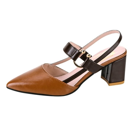 

HBYJLZYG Women s Heeled Sandals Closed-Toe Two Strap Block Heels For Women Comfortable Strappy Heels Slip On Heeled Sandals For Women Dressy