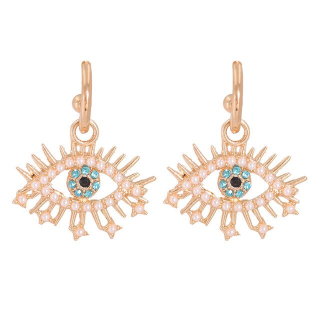 JUJIA, pendientes de gota de ojo malvado con forma de corazón de amor étnico a la moda para mujer, pendientes colgantes de cristal de declaración Vintage, regalo de joyería Tan Jianjun unisex