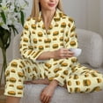 thumbnail image 6 of Yiaed Burgers And Hot Dogs Print Pajamas Women's Long Sleeve Sleepwear Soft Button Down Loungewear Pjs Lounge Set Nightwear Womens Pajama Pants-X-Large, 6 of 7