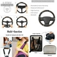 thumbnail image 5 of Jeiento Horse Car Seat Cover Full Set with Steering Wheel Cover Seat Belt Strap Cover Trash Can Rear View Mirror Cover Cup Coasters Keychain Air Vent Storage Bag, 15 PCS, Brown Black, 5 of 7