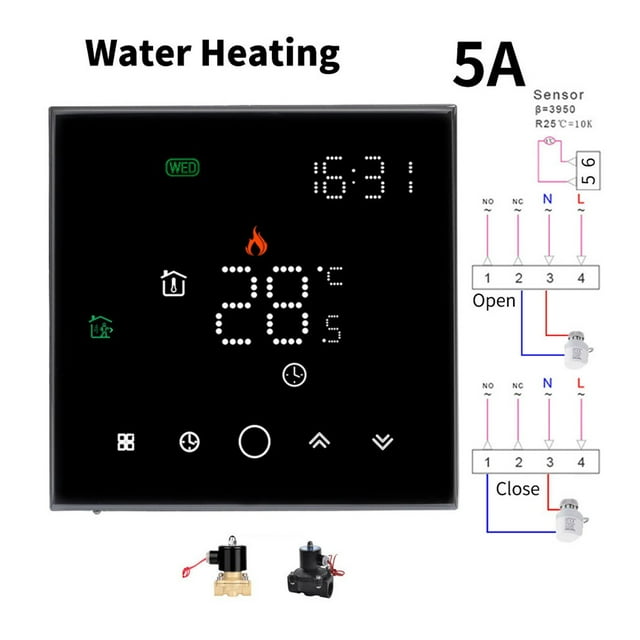 Smart Wifi Underfloor Room Thermostat Water Gas Boiler Electric Floor Heating APP Remote Temperature Touch Glass Screen Temperature Controller ,Easy to Install