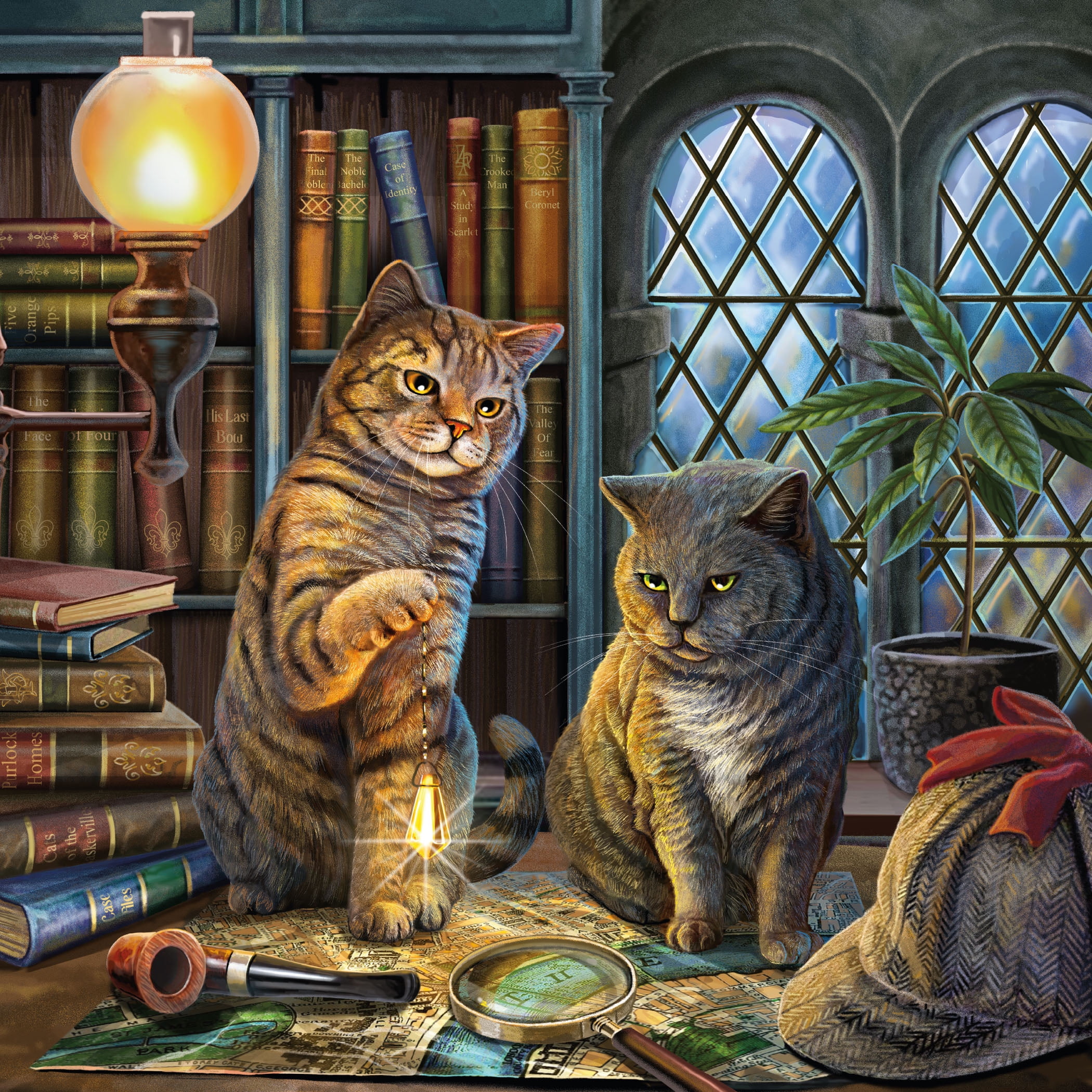 Ceaco 550-Piece Night Spirit Purrlock Holmes Interlocking Jigsaw Puzzle