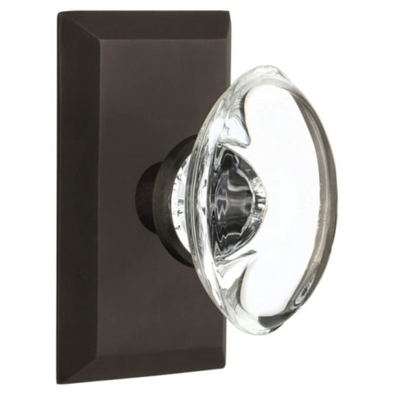 Nostalgic Warehouse Stuocc_Prv_234_Nk Oval Clear Crystal Solid Brass Privacy Door Knob Set