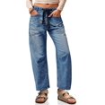 thumbnail image 2 of Elastic Middle Waist Women Casual Jeans Drawstring Denim Pants with Front Pocket, 2 of 6