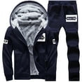 thumbnail image 1 of 2025 Men's Casual Print Two Easter Suits for Men Piece Plush Hooded Pocket Men Regular Fit Suits Coat Drawstring Pants Set, 1 of 7