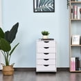 thumbnail image 6 of HomCom 5 Drawer File Cabinet Storage Organizer Filing Cabinet with Nordic Minimalist Modern Style & Wheels, White, 6 of 8