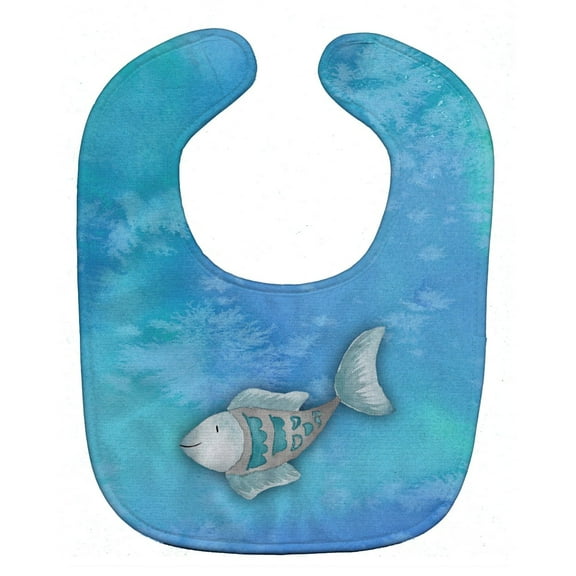 Caroline's Treasures Watercolor Baby Bib, Blue Fish