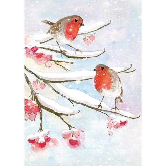 English Robins in Snow Small Boxed Holiday Cards (20 Cards, 21 Self-Sealing Envelopes), (Hardcover)