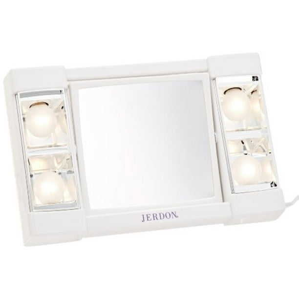 Jerdon 6 Portable Tabletop 2 Sided Swivel Lighted Makeup Mirror With 3x Magnification White Com Jerdon 6 Portable Tabletop 2 Sided, How To Change Bulb In Jerdon Makeup Mirror
