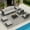 Black/Khaki, variant on SERWALL HDPE 6 Pieces Patio Furniture Set, All-Weather Outdoor Sectional Sofa Couch Set, Patio Conversation Set with Coffee Table, Ottomans & Cushions, Black/Khaki