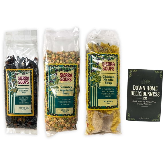 Chicken Noodle, Southwestern Black Bean, Country Vegetable - Sierra Soups 3 Flavor Variety (1) each   MerlinsMart Zine