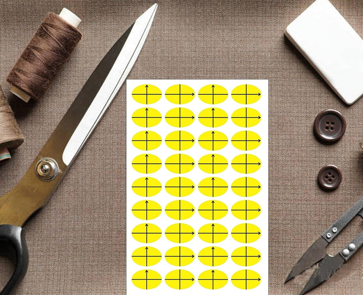 3/4" x1/2" Machine Embroidery Design Placement Reusable Embroidery Target Labels Target Stickers Oval Shape Target Yellow Planner Calendar Sticker 360 Pcs
