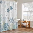 thumbnail image 4 of Summer Marine Life Shower Curtain, Watercolor Sea Fish Ocean Starfish Conch Waterproof Shower Curtain Set with 12 Hooks Lightweight Bath Curtains Fabric Bathroom Decor 60x72 Inches, 4 of 9