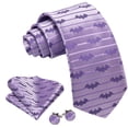 thumbnail image 2 of Set de murciélagos Tie Barry.Wang para Halloween, color lavanda, con clip para corbata, para hombre, 2 of 6