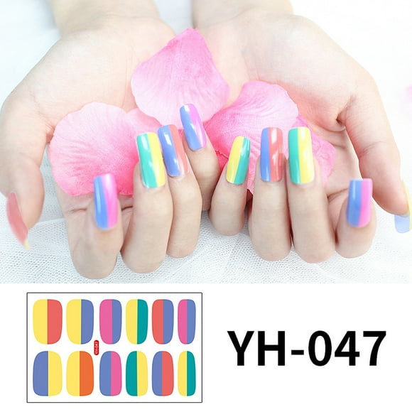 Xihbxyly Pegatinas de Uñas con Degradado, Diseño de Pvc de Alta Viscosidad, Patrones Brillantes y Coloridos, Fácil Aplicación, para Uso Personal y Familiar, para Salón de Uñas, Duración de 2 a 4 Sema