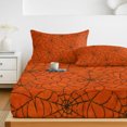 thumbnail image 6 of Queen Size Fitted Sheet Set - Orange Halloween 3 Piece Bedding Sets 16" Deep Pocket Fitted Sheet with 2 Pillowcases, Black Spiders Net Classic Gingham Brushed Microfiber Hotel Luxury Bed Sheets, 6 of 9