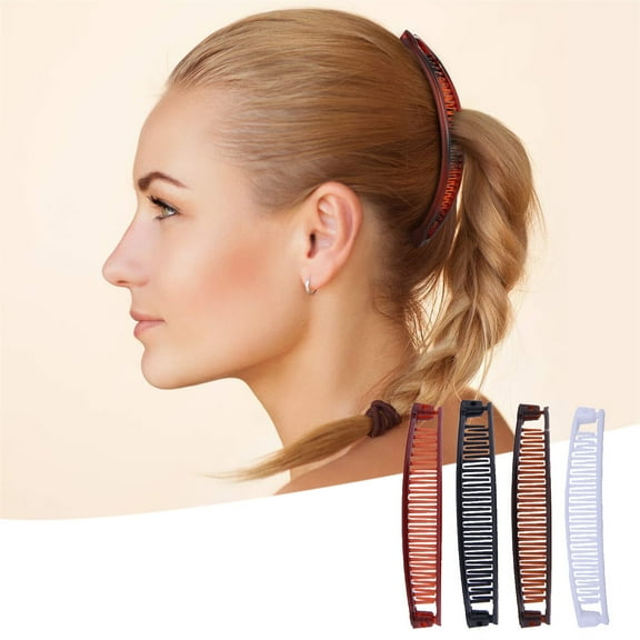 NOGIS Banana Hair Claw Clips Black Clincher Fishtail Hair Clamps Fish Shape Hair Grips Hair Accessories for Women and Girls (Pack of 6)