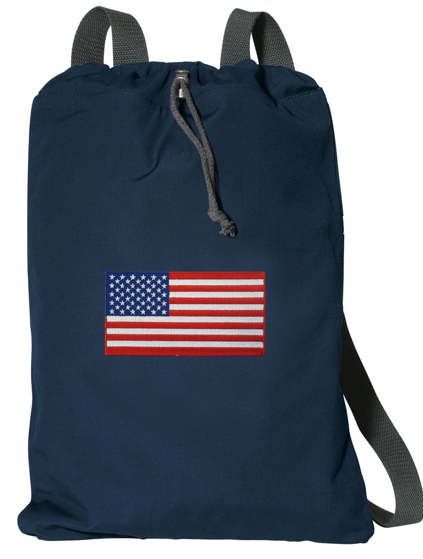 Drawstring Backpack American Flag Stripes Bags