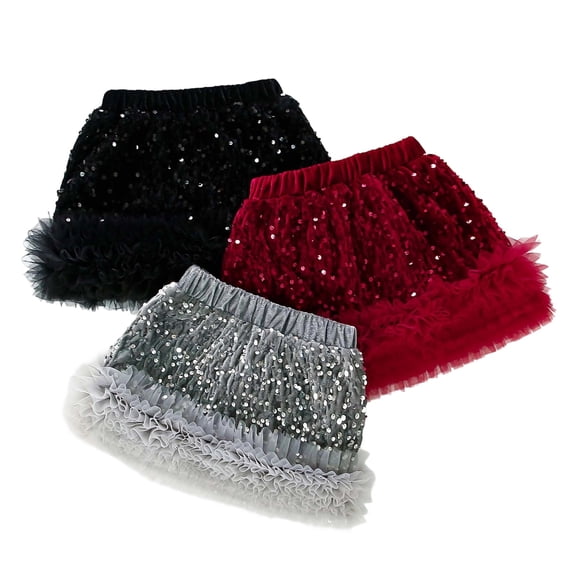 Fozruso Girls Tutu Skirt And Shine Girls Tutu Skirt Layered Party Skirt With Sequins For Birthday Celebration(Black)