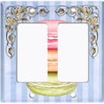 thumbnail image 6 of Metal Light Switch Plate Cover Colorful Macaroon Stack Striped Wallpaper Blue CAK052, 6 of 13