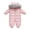Pink, variant on Baby Thermal Insulated Down Jacket Romper Detachable Collar Hooded Winter Snowsuit Thickened Coat Cold Weather Gear Windproof Outerwear