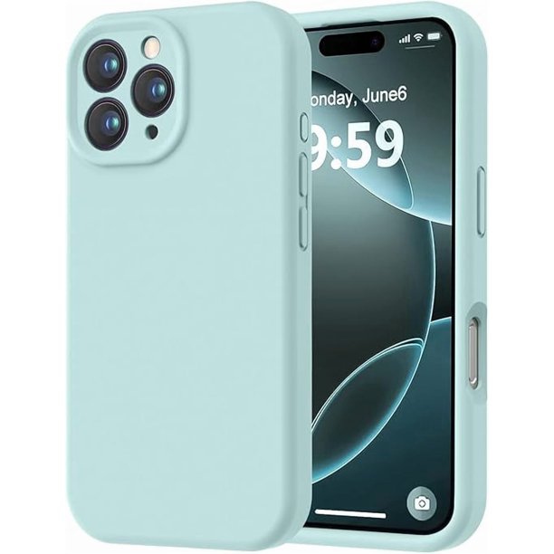 Funda de Silicona Premium, Forro de Microfibra Suave, para iPhone 16 Pro de 6.3 Pulgadas, Menta