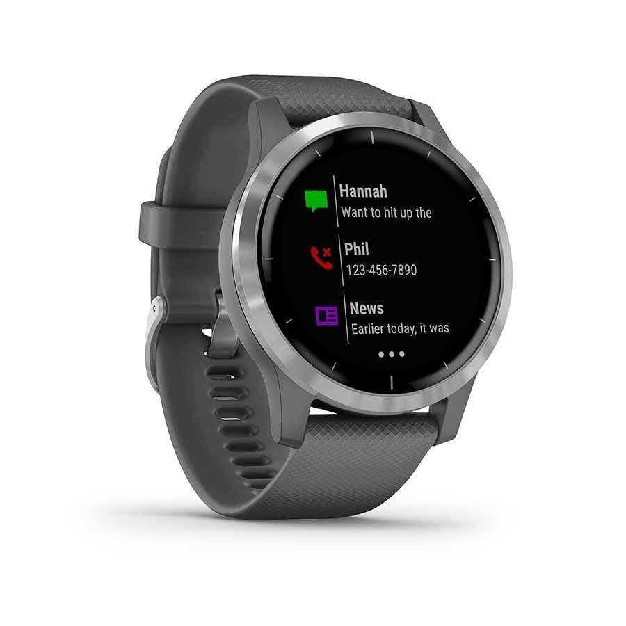 Garmin vÃvoactive 4, montre intelligente GPS, avec musique, surveillance de  l'énergie corporelle, entraînements animés, capteurs de pouls et plus  encore, argent avec bande grise | Walmart Canada
