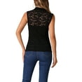 thumbnail image 3 of INSPIRE CHIC Floral Lace Tank for Women's Mock Neck Sleeveless See Through Tank Tops M Black, 3 of 6