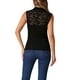 thumbnail image 3 of INSPIRAR CHIC Top sin mangas de encaje floral para mujer con cuello alto, transparente, color negro, 3 of 6