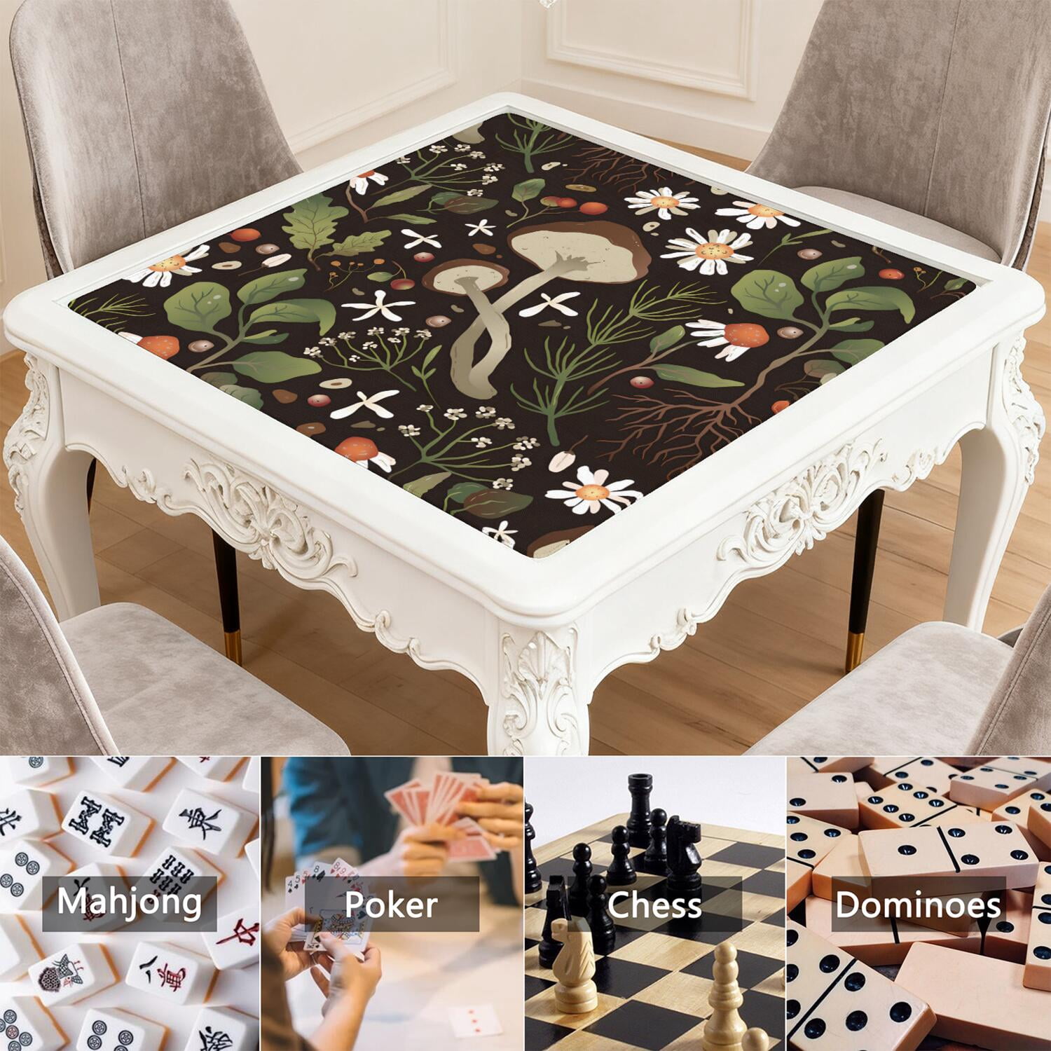 Large Square Plants Style Mat 31.5x31.5 Inches Made of High Quality Rubber with Anti-Slip Properties and Noise Reducing Technology for Card Games