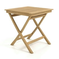 Spaco 27.5 Inch Indonesia Teak Patio Bistro Table, Outdoor Patio Bistro Table with Slatted Tabletop and Sturdy Wood Frame, Teak Table for Outdoor as Garden, Patio, Brown