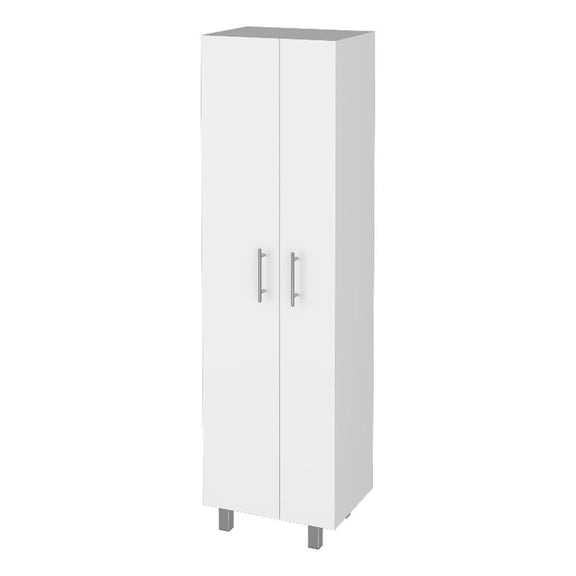 Pemberly Row Contemporary 71"H Engineered Wood Closet Pantry in White