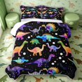 thumbnail image 2 of Manfei Neon Dinosaur Wildlife Quilt King,Gothic Starry Sky King Coverlet Set,Black Purple,3-Piece,1 Bedspread and 2 Pillowcases, 2 of 7