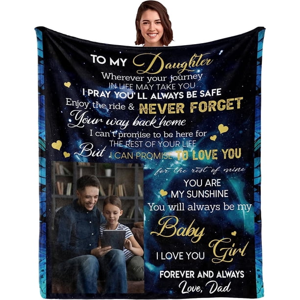 LHSHID Gifts for Daughter from Dad to My Daughter Blanket from Dad Adult Daughter Gifts for Birthday Christmas Father to Daughter Super Soft Cozy Flannel Throw Blanket 60x80in