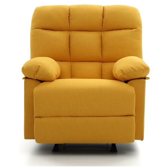 Contemporary Home Living Fabric Upholstered Reclining Chair with Padded Arms - 39" - Yellow